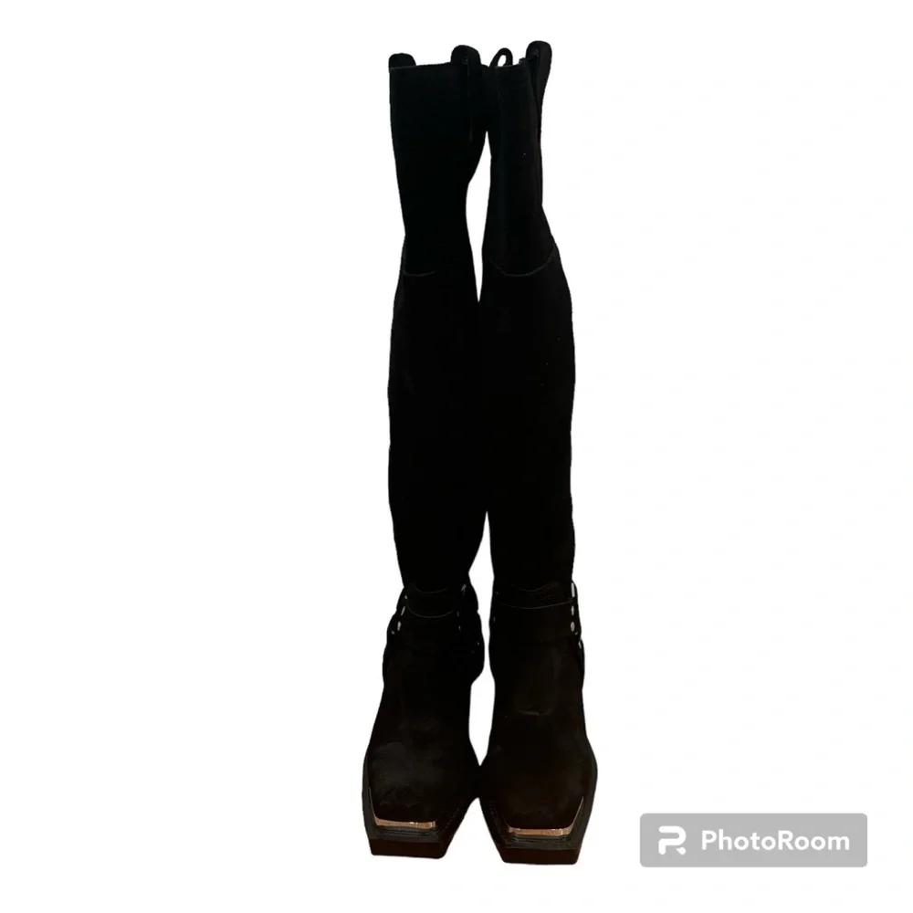 Jeffrey Campbell | Mazatlan Western Over The Knee Suede Boots In Black Size 5.5